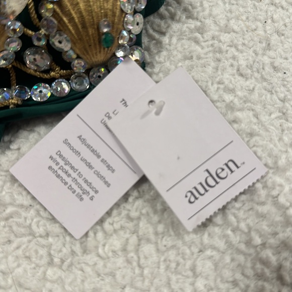 shell embellishment bra on green 32c.bra is by Auden - Picture 7 of 8